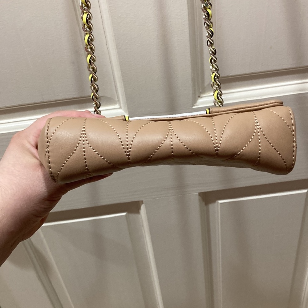 Kate Spade Tan White Yellow Briar Lane Quilted Mini Emelyn Purse Bag - Picture 11 of 16